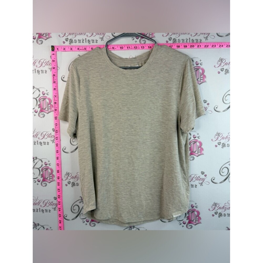 Bench Short Sleeve Crew Neck T-Shirt -Activewear Light Tan Heather stretchy soft